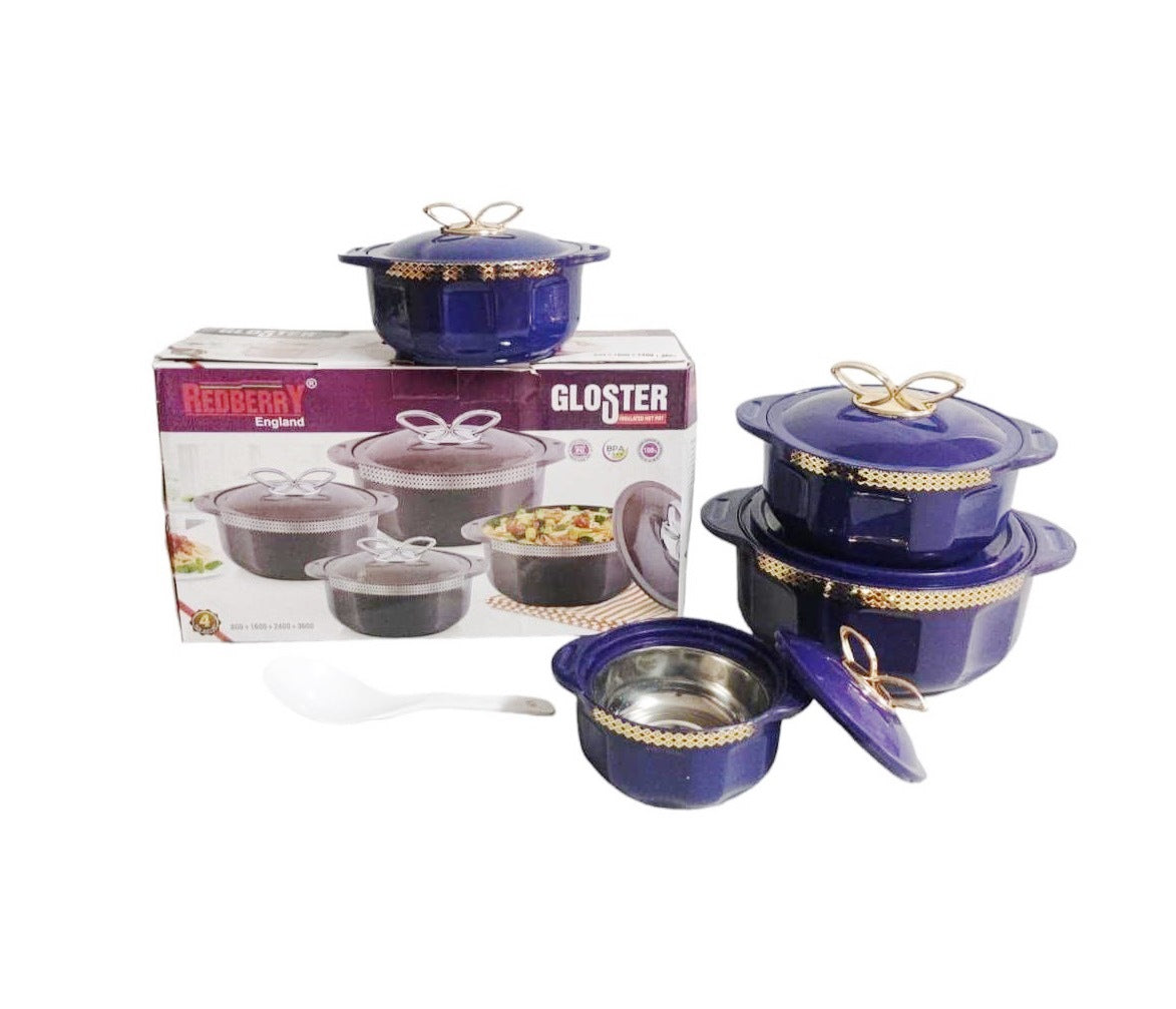 Redberry Plastic Designer Hotpot - "Gloster" 4pcs Set