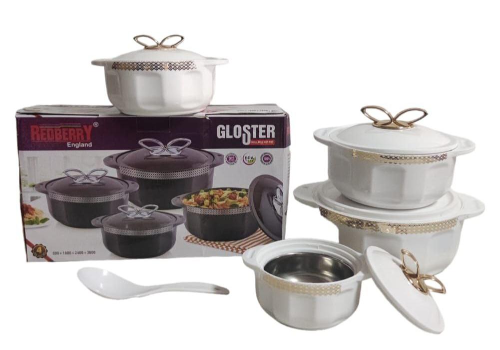 Redberry Plastic Designer Hotpot - "Gloster" 4pcs Set