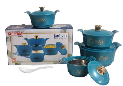 Redberry Plastic Designer Hotpot - "Balavia" 4pcs Set