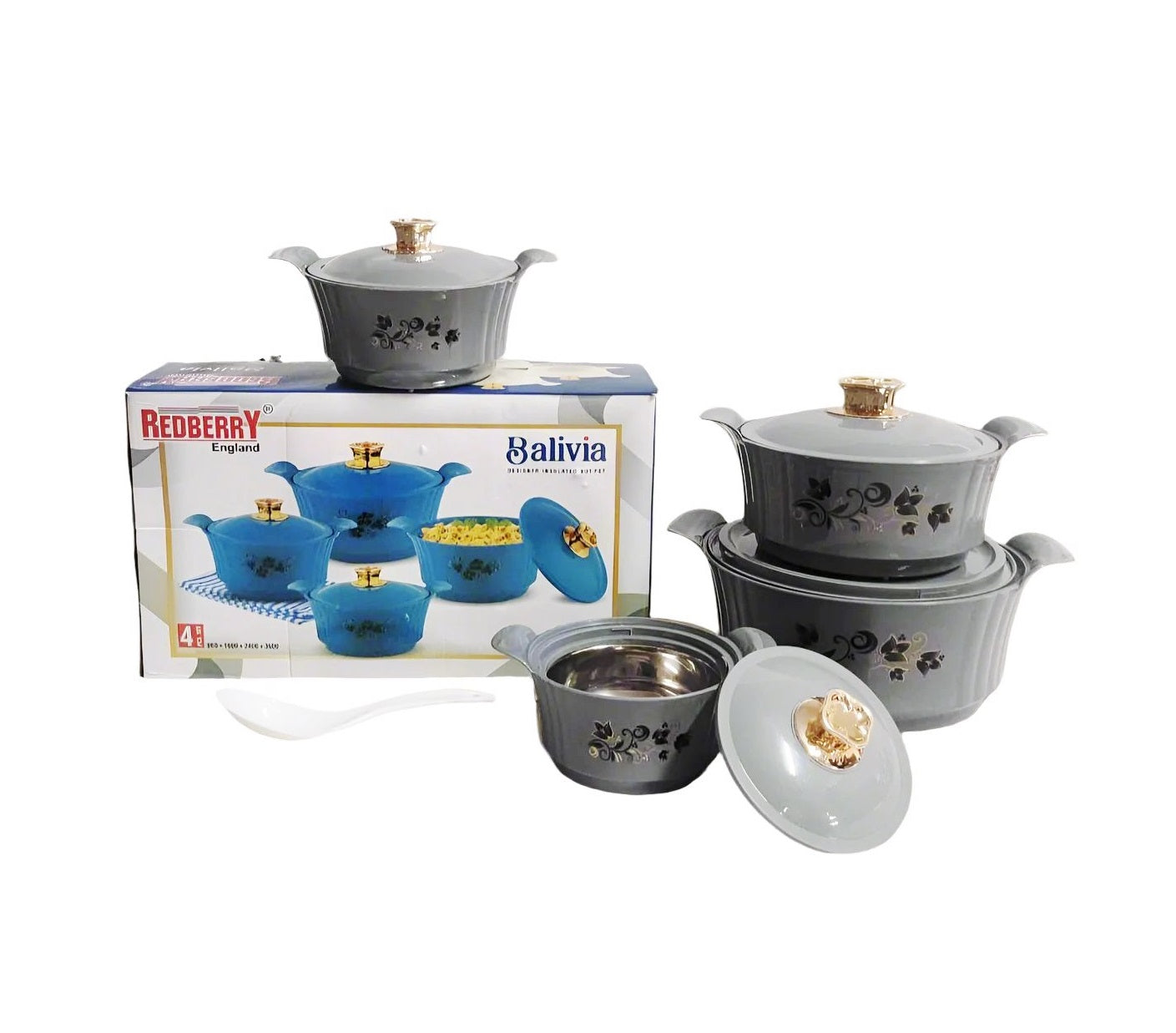 Redberry Plastic Designer Hotpot - "Balavia" 4pcs Set