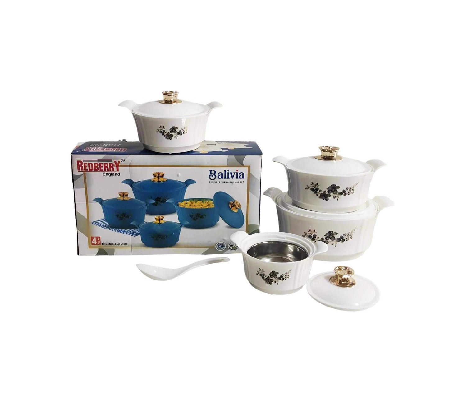 Redberry Plastic Designer Hotpot - "Balavia" 4pcs Set