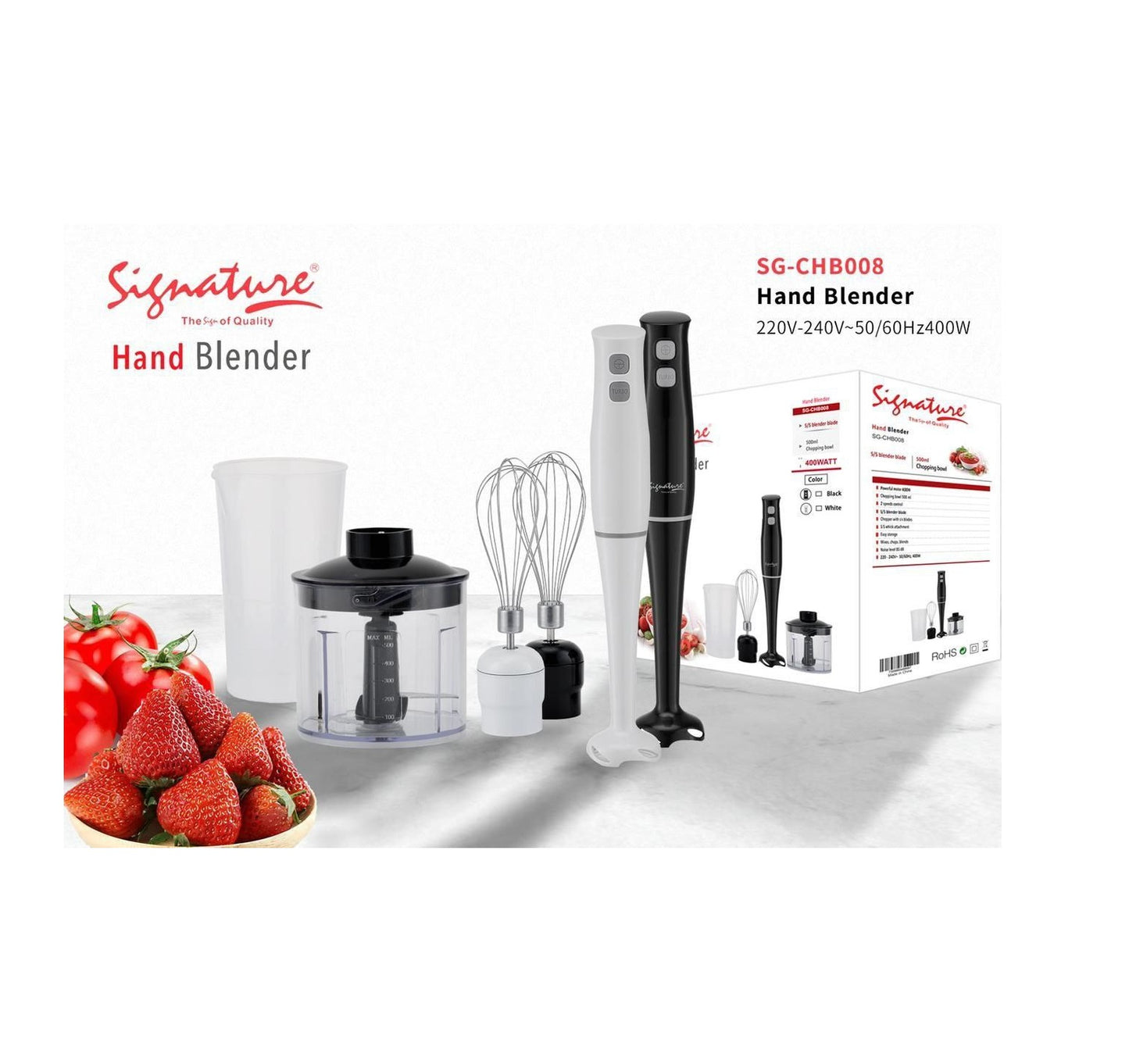 Signature 3in1 Electric Hand Blender | 400W Powerful Hand Mixer | 220V-240V | Multi-Purpose Kitchen Appliance