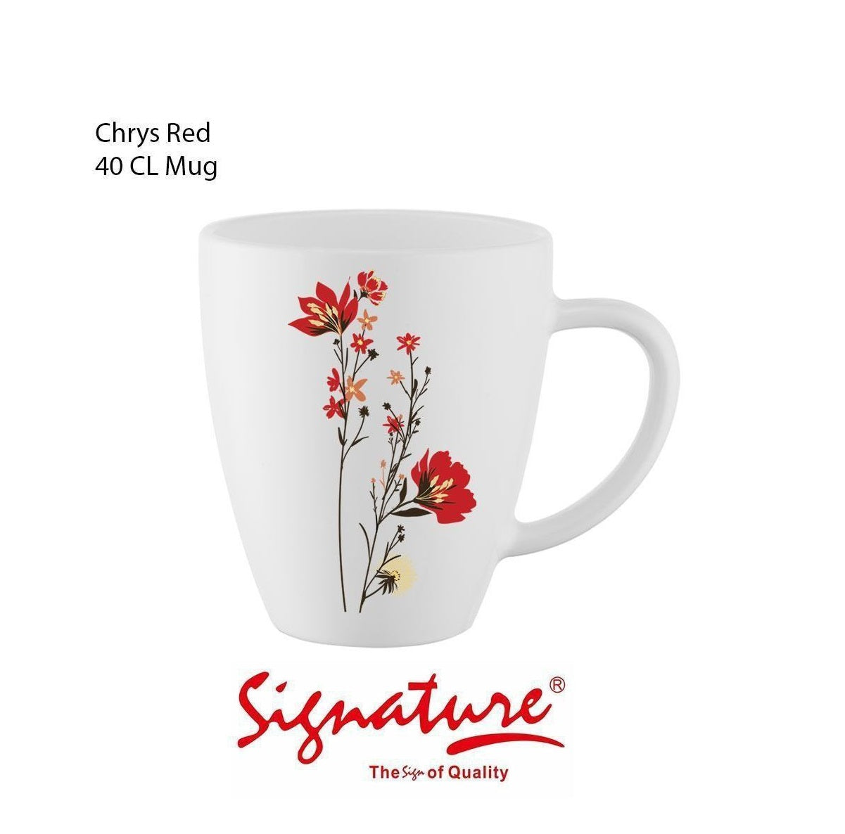 Signature  36 Piece Chrys Red Glass Mugs (400ml) | Stylish and Durable Mugs for Coffee, Tea, and More