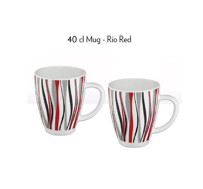 Signature 36 piece 40 cl Glass Mugs (400ml) | Rio Red Design | Elegant Large Capacity Glass Mug for Coffee, Tea, and Beverages