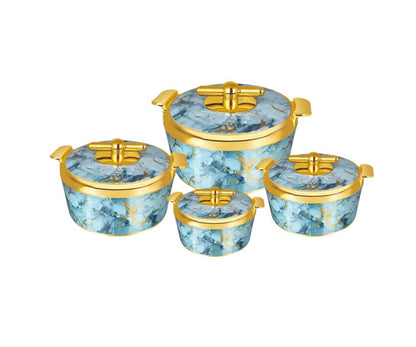 4 Piece Pearl Platina Hotpots Set (700ml, 1000ml, 1500ml, 2500ml) | Available in Blue, Grey, Pink, and Orange