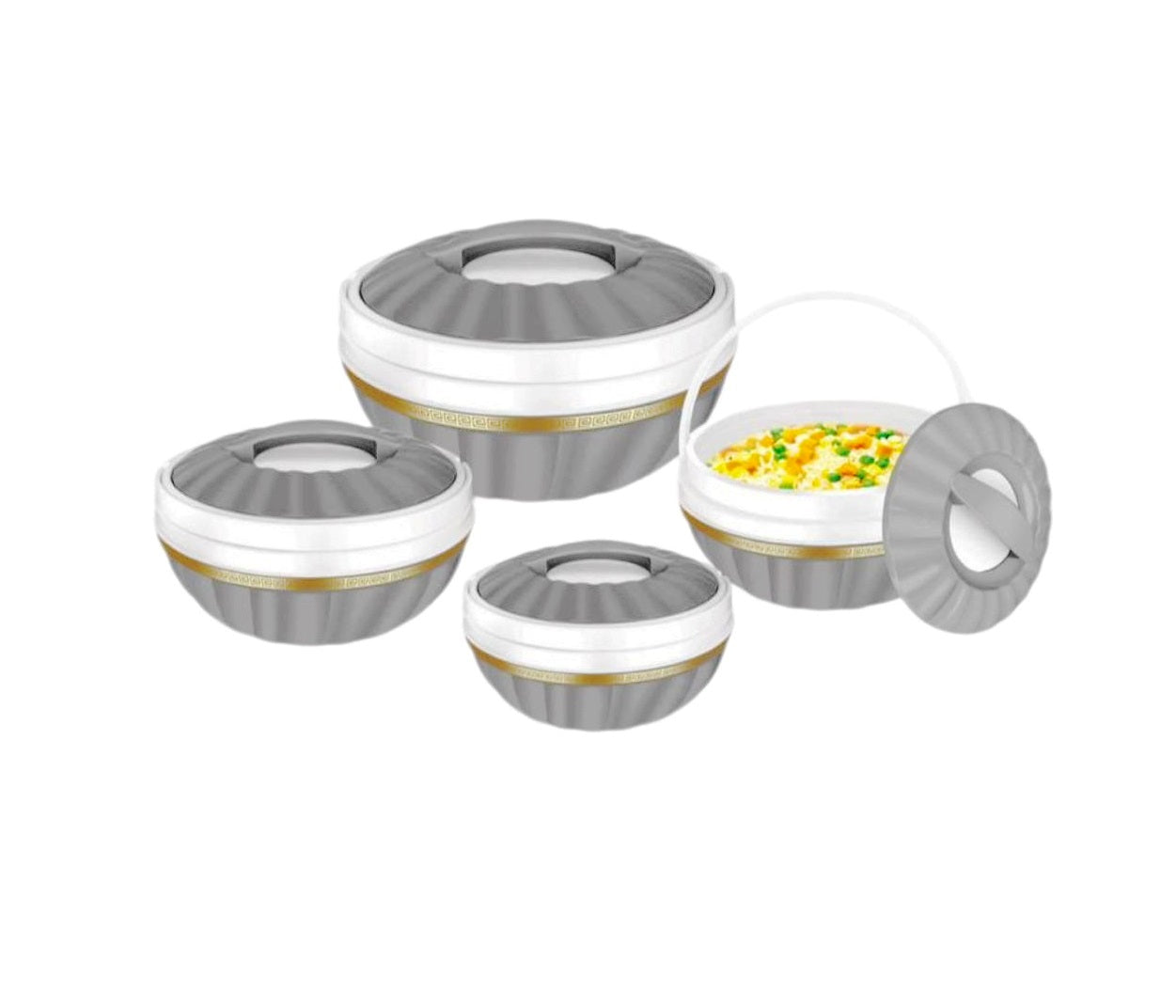 4 Piece Kingston Hotpots Set (1500ml, 1800ml, 3000ml, 3600ml) | White, Grey, Ivory