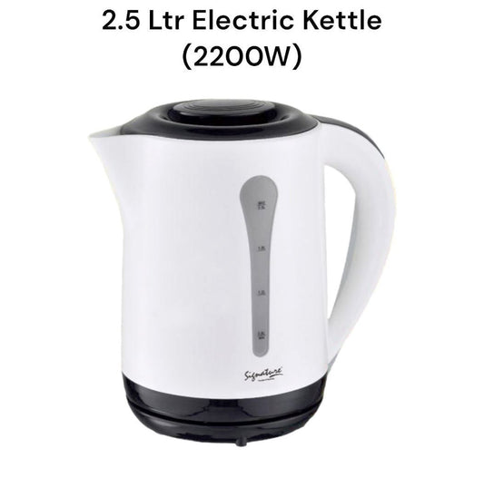 Signature 2.5 Litre Cordless Electric Kettle |2200W Motor Power| Water Heater| Fast Boiling|Tea Coffee Kettle