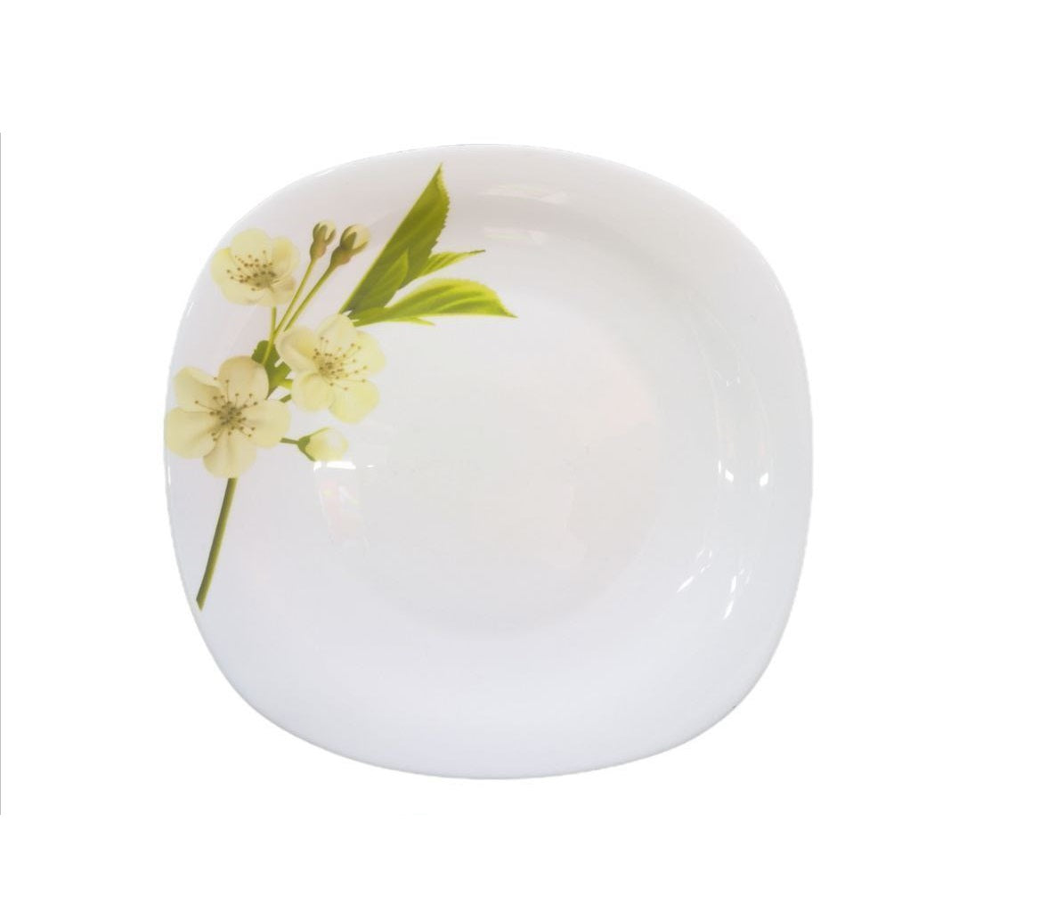 Signature 36 Piece 11" Quadra Square Dinner Plates | Snowdrops Design | Elegant 278mm Plate Set