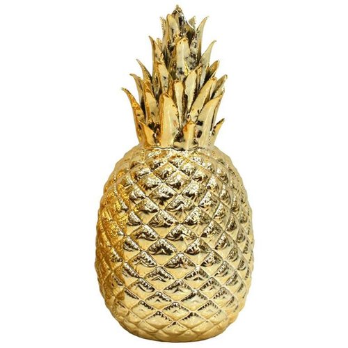 Pineapple Ceramic Cannister with Green Leaf 16x17x12cm, Decorative Storage Jar