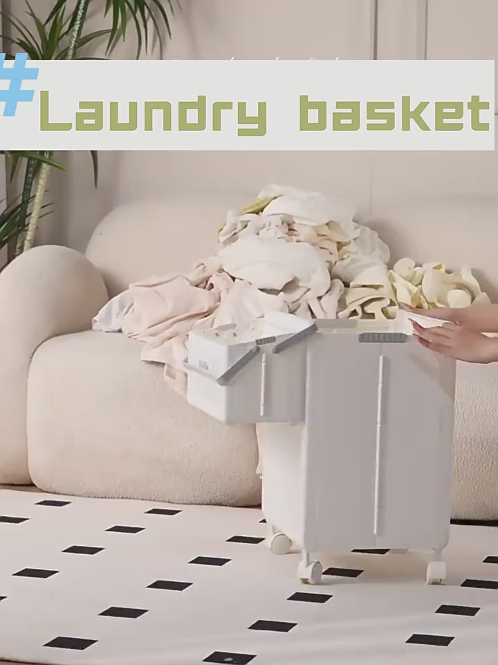 2pcs Foldable Laundry Hamper Basket with Wheels | Collapsible Storage Organizer