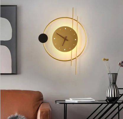 Nordic Art LED Wall Lamp Wall Light Clock – Shaped Design  Metal & Acrylic – 11W Energy-Efficient – Warm 300K Light – Modern Wall Décor for Living Rooms, Bedrooms, Corridors