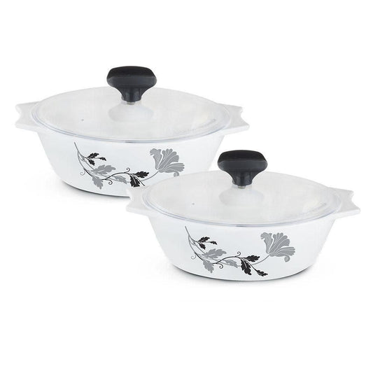 Pcs White Glass Casserole Set (Millenia)