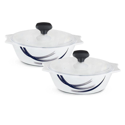 4 Pcs White Glass Casserole Set (Indigo Stella