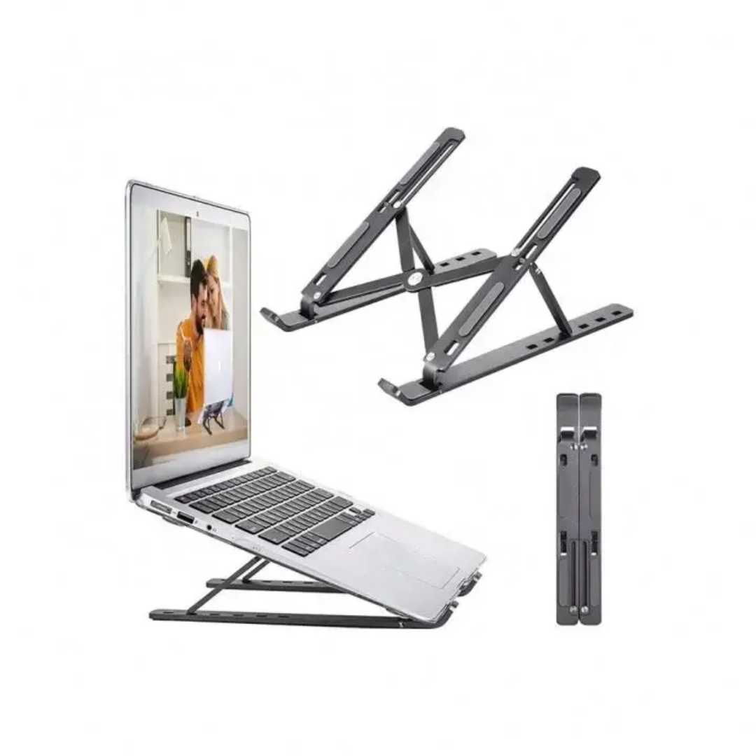 Furaha Finds creative foldable adjustable laptop stand bracket with 7 angles non slip base supports phones tablets and laptops up to 17 inches for ergonomic comfort and stability