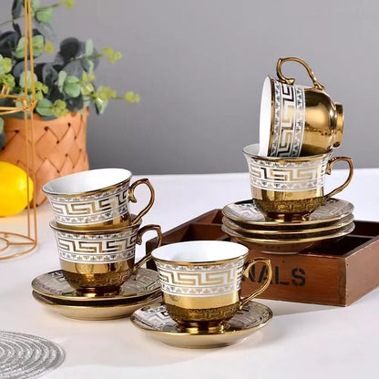 13 Piece Tea Coffee Set | Porcelain | Includes Teapot, Cups, & Saucers | Perfect For Home Use, Tea Parties, & Coffee Gatherings