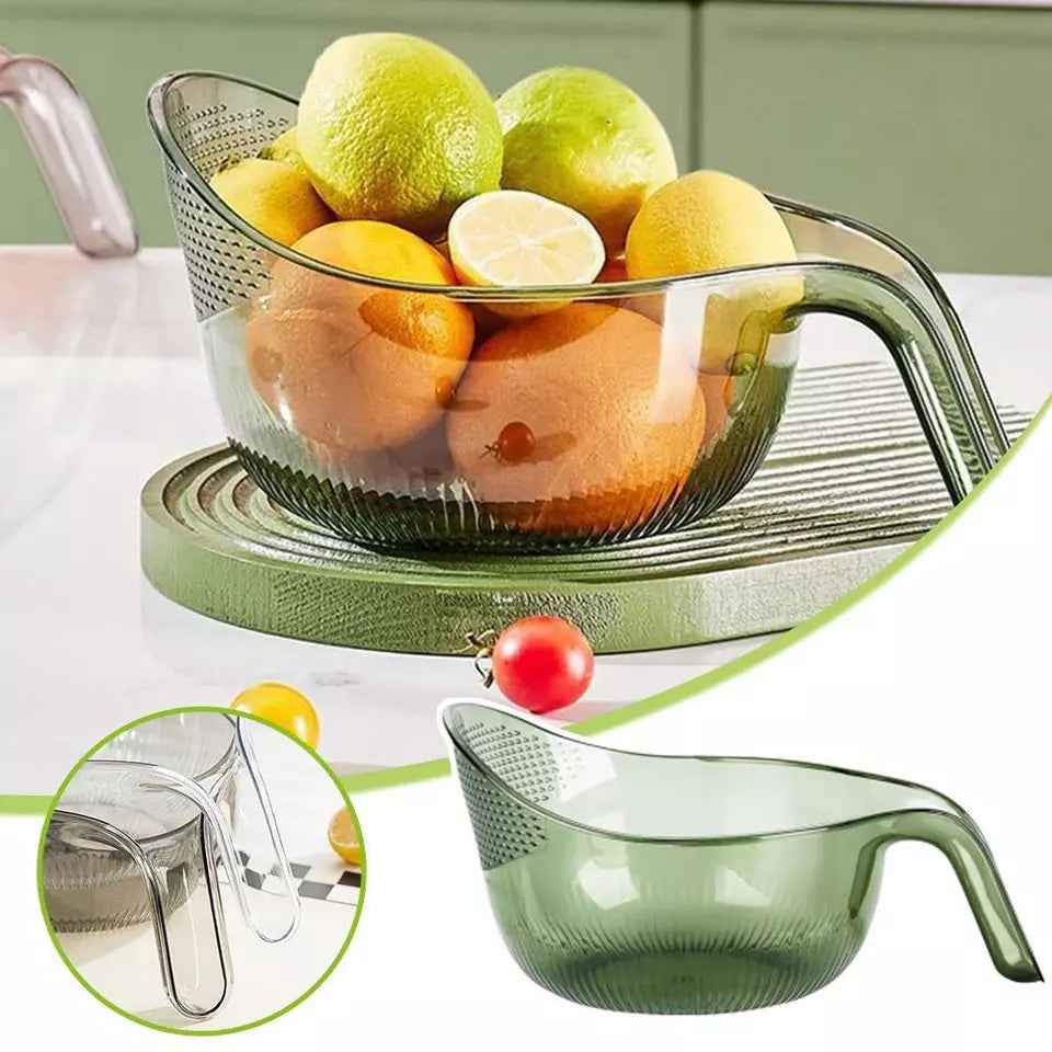 Acrylic Transparent Rice Washing Filter Strainer Basket | Colander for Fruits & Vegetables | Ergonomic Kitchen Tool